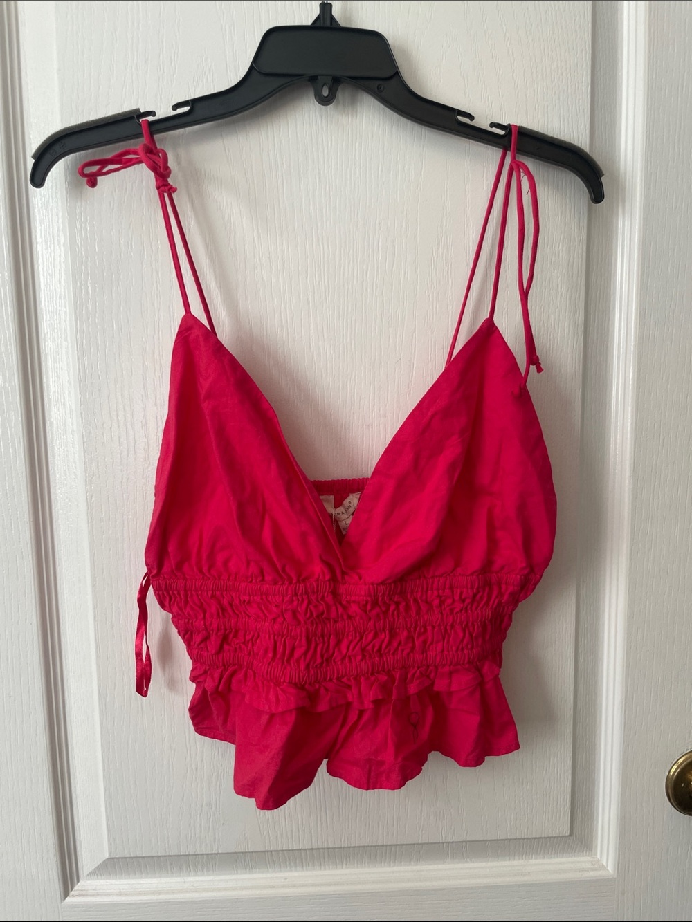 Smocked Tie-Shoulder Camisole in Vibrant Fuchsia